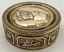 Early 19th Century Admiral Lord Nelson Circular Brass Snuff Box with Battle Honours.