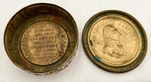Early 19th Century Admiral Lord Nelson Circular Brass Snuff Box with Battle Honours.