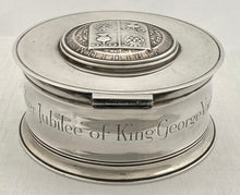 George V Circular Silver Box. London 1935 (Jubilee Hallmark) Garrard & Co. 12.8 troy ounces.