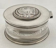 George V Circular Silver Box. London 1935 (Jubilee Hallmark) Garrard & Co. 12.8 troy ounces.