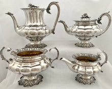 Silver Tea & Coffee Set Presented by King William IV Upon Launching the Miniature Frigate The Royal Adelaide. London 1833 Atkins & Somersall. 76 troy ounces.