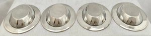 Victorian Set of Four Silver Plated & Cut Glass Salt Dishes, circa 1850 - 1860.