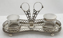 Georgian, George III, Silver Galleried Inkstand. London 1776 Makepeace & Carter. 6.7 troy ounces.