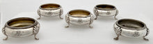 Late Victorian Set of Five Silver Plated Salts with Monogram of Alfred de Rothschild.