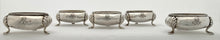 Late Victorian Set of Five Silver Plated Salts with Monogram of Alfred de Rothschild.