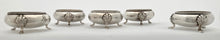 Late Victorian Set of Five Silver Plated Salts with Monogram of Alfred de Rothschild.