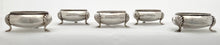 Late Victorian Set of Five Silver Plated Salts with Monogram of Alfred de Rothschild.