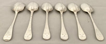 Georgian, George I, Six Silver Rat Tail Tablespoons. London 1727 Edward Hall. 10 troy ounces.
