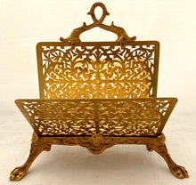 Gilt Metal Correspondence Stand on Lion Paw Feet with Dolphin Handle.