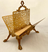 Gilt Metal Correspondence Stand on Lion Paw Feet with Dolphin Handle.