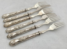 Edwardian Cased Set of Silver Handled Fruit Knives & Forks. Sheffield 1901.