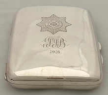 A First World War Silver Cigarette Case, with Irish Guards Cypher. Birmingham 1914 A & J Zimmerman Ltd. 3 troy ounces.