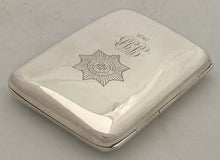 A First World War Silver Cigarette Case, with Irish Guards Cypher. Birmingham 1914 A & J Zimmerman Ltd. 3 troy ounces.