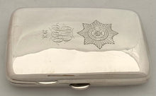 A First World War Silver Cigarette Case, with Irish Guards Cypher. Birmingham 1914 A & J Zimmerman Ltd. 3 troy ounces.