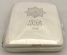 A First World War Silver Cigarette Case, with Irish Guards Cypher. Birmingham 1914 A & J Zimmerman Ltd. 3 troy ounces.