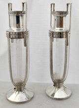 Pair of Art Deco WMF Silver Plated & Glass Vases.
