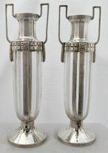 Pair of Art Deco WMF Silver Plated & Glass Vases.
