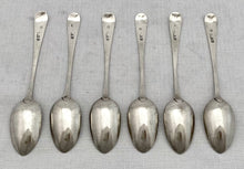 Georgian, George III, Six Silver Teaspoons. Exeter 1812 William Welch II.  2.6 troy ounces.