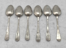 Georgian, George III, Six Silver Teaspoons. London 1793 Solomon Hougham. 2 troy ounces.