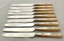 Georgian, George III, Cased Set of Eighteen Silver & Mother of Pearl Knives. Crested for Eyre. London 1803 Moses Brent.