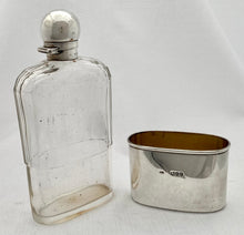 Large Victorian Silver & Glass Hip Flask. London 1895 Charles Fox & Co. Ltd.