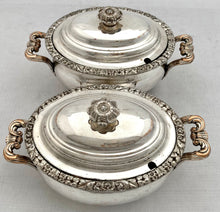 Georgian, George IV, Pair of Old Sheffield Plate Sauce Tureens. Circa 1820 - 1830.