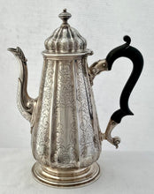 Georgian, George II, Silver Coffee Pot, Crest of Sewell. London 1735 John Fossey. 28 troy ounces.