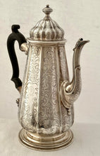 Georgian, George II, Silver Coffee Pot, Crest of Sewell. London 1735 John Fossey. 28 troy ounces.