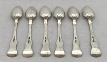 Six Victorian Scottish Silver Teaspoons. Glasgow 1853 Alexander Coghill. 5 troy ounces.