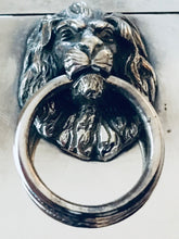 Goldsmiths and Silversmiths silver plated tea caddy box with lion mask handles.