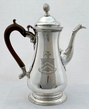 Georgian,  George III, Silver Armorial Coffee Pot. London 1763 William Grundy. 16 troy ounces.