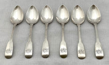 Georgian, George IV, Six Silver Teaspoons. Newcastle 1821 Christian & David Reid. 2.5 troy ounces