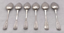 Georgian, George IV, Six Silver Teaspoons. Newcastle 1821 Christian & David Reid. 2.5 troy ounces