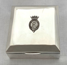 George V Silver Cigarette Box with Cypher for Earl Mountbatten of Burma. London 1912 Goldsmiths & Silversmiths Company.