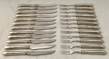 Edwardian Arts & Crafts Silver Handled Pastry Knives & Forks for Twelve. Sheffield 1907, Lee & Wigfull.