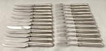 Edwardian Arts & Crafts Silver Handled Pastry Knives & Forks for Twelve. Sheffield 1907, Lee & Wigfull.