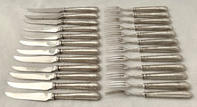 Edwardian Arts & Crafts Silver Handled Pastry Knives & Forks for Twelve. Sheffield 1907, Lee & Wigfull.