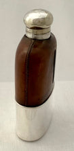 Asprey Silver Plate & Leather Mounted Glass Hip Flask.