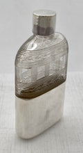 Edwardian Silver & Cut Glass Hip Flask. London 1906 Charles & George Asprey.