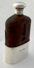 Victorian Silver and Leather Glass Hip Flask. London 1886 Moritz Wolfsky.