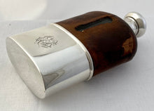 Victorian Silver and Leather Glass Hip Flask. London 1886 Moritz Wolfsky.