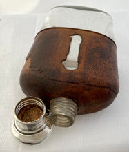 Victorian Silver and Leather Glass Hip Flask. London 1886 Moritz Wolfsky.