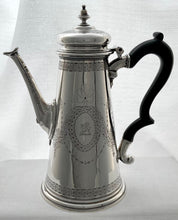 Georgian, George II, Silver Coffee Pot Crested for Baron Monson. London 1731 Thomas Tearle. 29.7 troy ounces.