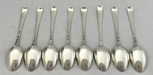 Georgian, George III, Eight Silver Dessert Spoons Crested for Medlycott. London 1778 William Eley I & George Pierrepoint. 8.3 troy ounces.