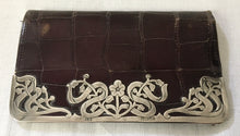 Art Nouveau reptile leather wallet with silver mount. Birmingham 1901 Ludwig Krumm.