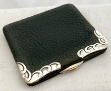 Edwardian Silver Mounted Leather Card Case. Birmingham 1901 Ludwig Krumm.