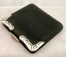 Edwardian Silver Mounted Leather Card Case. Birmingham 1901 Ludwig Krumm.