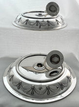 A Pair of Silver Plated Circular Entree Dishes & Covers. Retailed by Asprey.