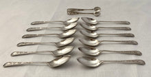 Aesthetic Movement Twelve Silver Coffee Spoons & Tongs. Sheffield 1903 Arthur & Co. Ltd. 4 troy ounces.
