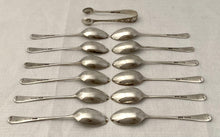 Aesthetic Movement Twelve Silver Coffee Spoons & Tongs. Sheffield 1903 Arthur & Co. Ltd. 4 troy ounces.